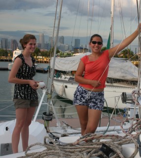 Rachel and Amanda aboard Ocelot in Singapore