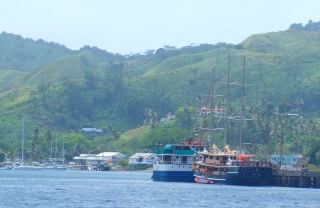 Small cruise ships at the Savusavu dock