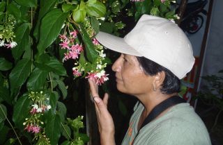 Shantha stops to smell the flowers!