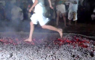 Barefoot Fire Walking, a highlight of the Phuket Vegetarian Festival, Thailand