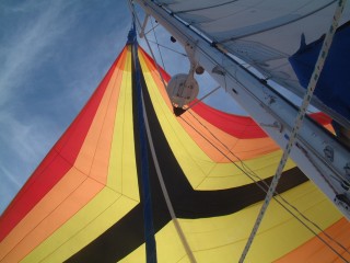 Glorious sailing under our colorful spinnaker