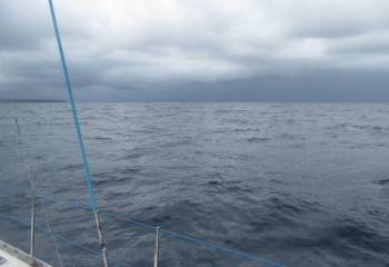 Squall approaching as we sail towards Ambon