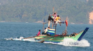 Sri Lankan outrigger fishing boat