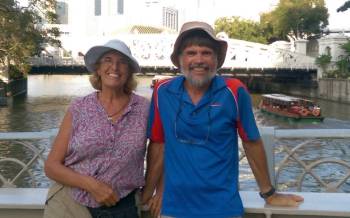 Jon and Sue having fun walking around Singapore