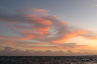Sunset on the Indian Ocean on a calm evening.