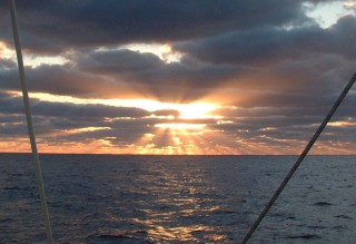 We never tire of sunrises or sunsets at sea