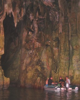 Inside Swallow's Cave, near Pt. Maurelle, preparing to snorkel