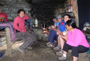 Warming tea/rest stop above Lukla
