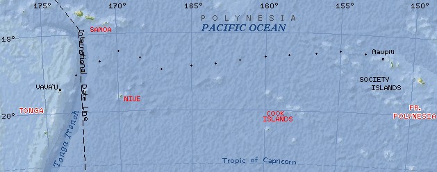 Our passage to Tonga - note our changing course to get the best winds