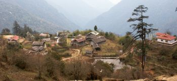 Settlement at Tsokha, 3050m/10,065'  Sikkim, India