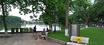 Jon relaxing in the park around Ho Hoan Kiem lake