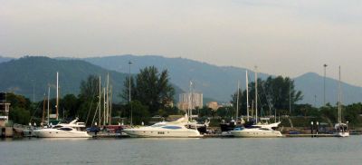 Anchorage off small yacht club south of Penang Bridge