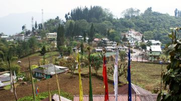 View from Tashigang to "hotel row"  Yuksum, Sikkim, India